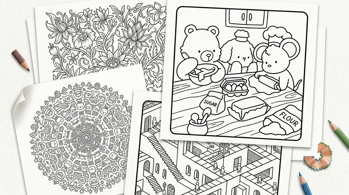 Collage of coloring pages